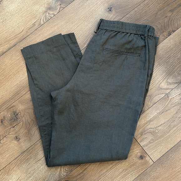 Zara Women’s Casual Linen Draw-String Pants Pockets Olive Green Size L - Picture 1 of 5